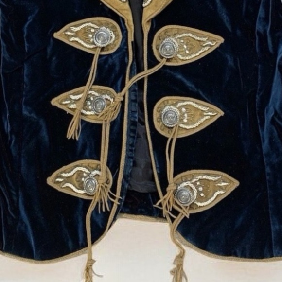 Double D Ranch beaded heavily embellished cobalt blue tasseled vest - Picture 8 of 14